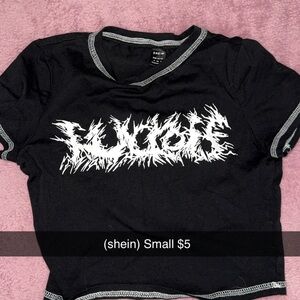 SHEIN Black Tee with White Graphic